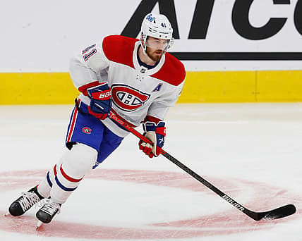 Jan 16, 2021; Edmonton, Alberta, CAN; Montreal Canadiens forward Paul Byron (41) skates during warmup against the Edmonton Oilers at Rogers Place. Mandatory Credit: Perry Nelson-USA TODAY Sports