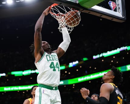 Mar 23, 2022; Boston, Massachusetts, USA; Boston Celtics center Robert Williams III (44) makes the basket against the Utah Jazz in the first quarter at TD Garden. Mandatory Credit: David Butler II-USA TODAY Sports