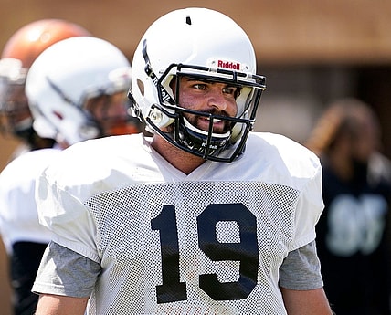 May 3, 2021; Mesa, Arizona, USA;  Arizona Rattlers quarterback Vincent Testaverde Jr. (19) during practice at Gene Autry Park Sports Complex. Mandatory Credit: Rob Schumacher-Arizona Republic

Football Arizona Rattlers