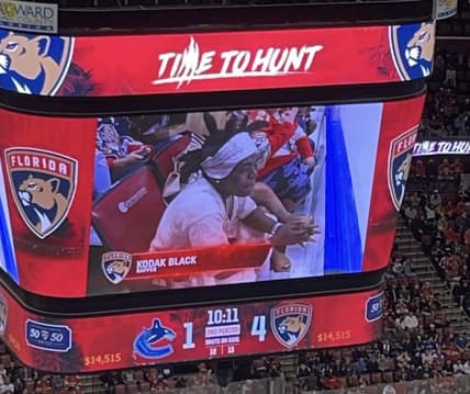 Kodak Black at the Florida Panthers game (Photo ColbyDGuy via Twitter)