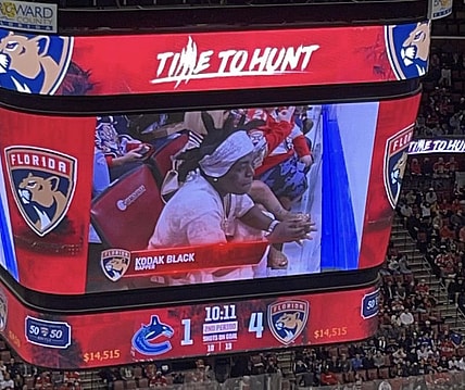 Kodak Black at the Florida Panthers game (Photo ColbyDGuy via Twitter)