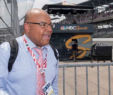 NBC Sports commentator Mike Tirico in pit row during Carb Day at the Indianapolis Motor Speedway on Friday, May 24, 2019.

Carb Day At The Indianapolis Motor Speedway