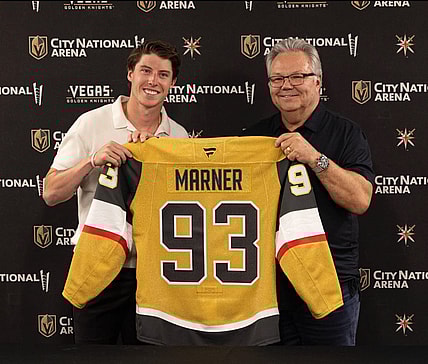 Vegas Golden Knights forward Mitch Marner meets with the media 7/1//2025 (Photo/Screenshot- Vegas Golden Knights via Twitter)