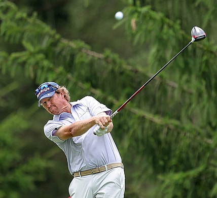 Tim Petrovic sends his ball down the fairway on the 13th hole during second round of the Bridgestone Senior Players Tournament at Firestone Country Club on Friday.

Bridgestonejl 6