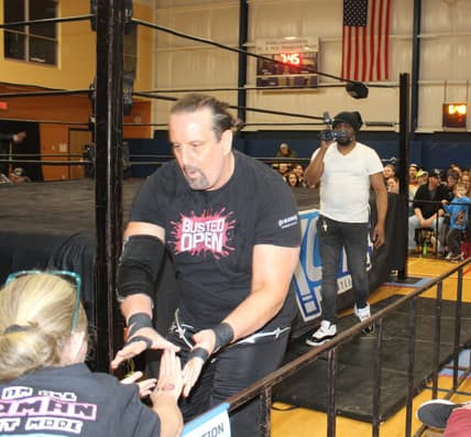 Tommy Dreamer, a former ECW and WWE regular, greets fans on his way to the ring during Xcite Wrestling's first-ever event in