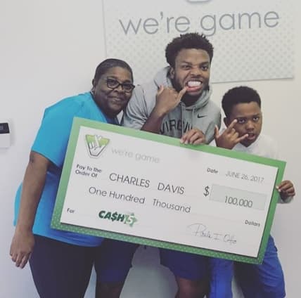 Virginia CB Chuck Davis wins $100,000 from state lottery.