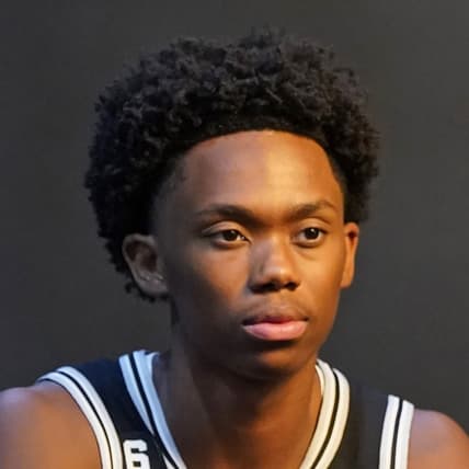 Sep 26, 2022; San Antonio, TX, USA; San Antonio Spurs guard Joshua Primo (11) poses for photos and video during Media Day. Mandatory Credit: Scott Wachter-USA TODAY Sports