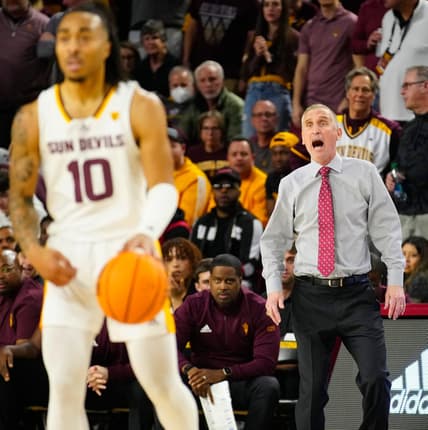 ASU head coach Bobby Hurley yells to guard Frankie Collins (10) during a game against UCLA at Desert Financial Arena in Tempe on Jan. 19, 2023.

Basketball Ucla Asu Ucla At Arizona State