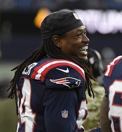 Nov 14, 2021; New England Patriots outside linebacker Dont'a Hightower (54) laughs on the sidelines during the second half against the Cleveland Browns at Gillette Stadium. Foxborough, Massachusetts, USA;  Mandatory Credit: Bob DeChiara-USA TODAY Sports