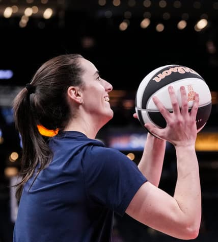 Indiana Fever guard Caitlin Clark (22) warms up Thursday, June 11, 2026, before a game at Gainbridge Fieldhouse in Indianapolis.