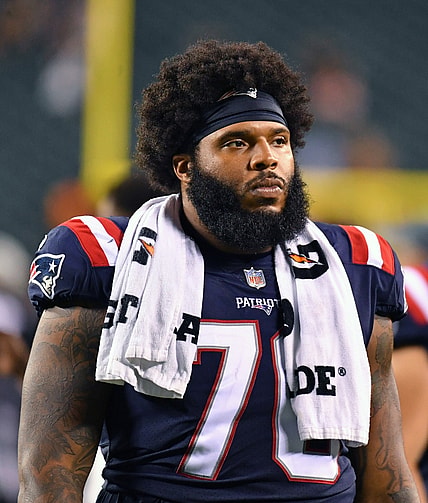 Aug 19, 2021; Philadelphia, Pennsylvania, USA; New England Patriots offensive tackle Isaiah Wynn (76) walks off the field against the Philadelphia Eagles at Lincoln Financial Field. Mandatory Credit: Eric Hartline-USA TODAY Sports