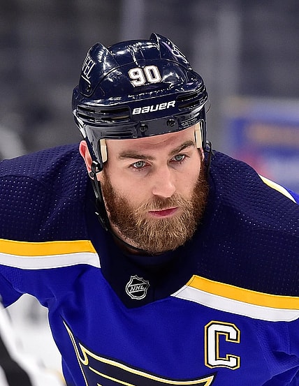 Jan 20, 2021; St. Louis, Missouri, USA;  St. Louis Blues center Ryan O'Reilly (90) looks on during the second period against the San Jose Sharks at Enterprise Center. Mandatory Credit: Jeff Curry-USA TODAY Sports