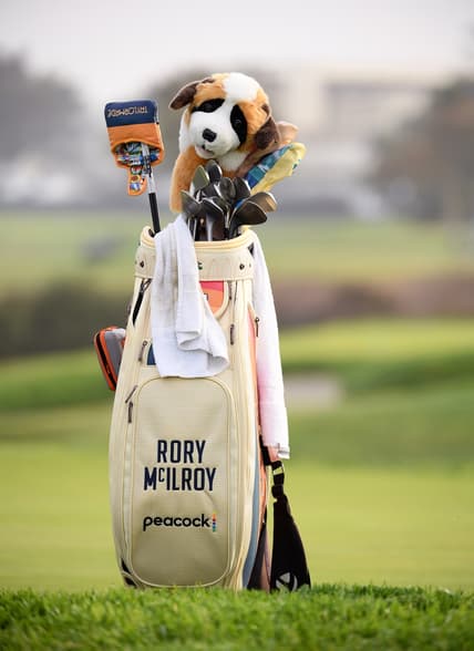 Jun 15, 2021; San Diego, California, USA; A detailed view of the bag of Rory McIlroy during a practice round of the U.S. Open golf tournament at Torrey Pines. Mandatory Credit: Orlando Ramirez-USA TODAY Sports