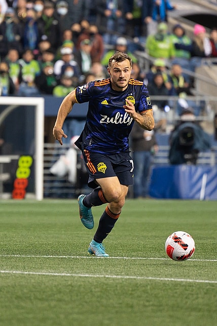 Mar 8, 2022; Seattle, Washington, USA; Seattle Sounders forward Jordan Morris (13) during the game against Club Leon at Lumen Field. Seattle defeated Leon 3-0. Mandatory Credit: Steven Bisig-USA TODAY Sports