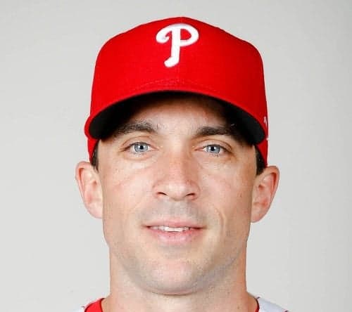 Feb 19, 2019; Clearwater, FL, USA; Philadelphia Phillies coach Sam Fuld (87) poses for a photo on photo day at Spectrum Field. Mandatory Credit: Kim Klement-USA TODAY Sports