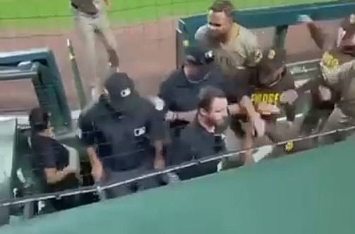 Padres confront umpires