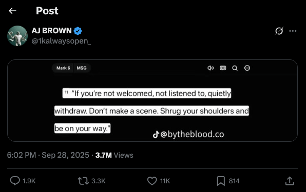 A.J. Brown social media post