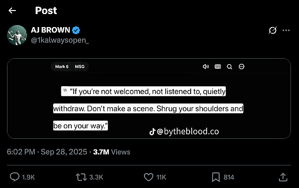 A.J. Brown social media post