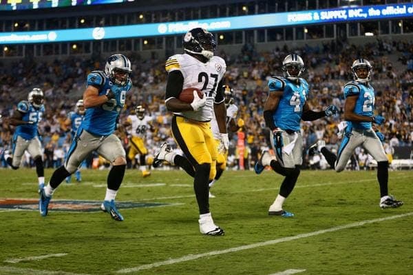 Courtesy of ESPN: LeGarrette Blount and Le'Veon Bell smoked the Panthers on Sunday night.