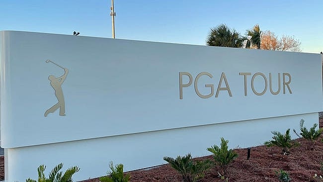 The PGA Tour's Global Home entrance is off State Road 210, near the public parking lot for The Players Championship.
Tour Sign