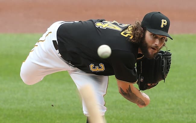 Sep 18, 2020; Pittsburgh, Pennsylvania, USA;  Pittsburgh Pirates starting pitcher Trevor Williams (34) delivers a pitch against the St. Louis Cardinals during the first inning at PNC Park. Mandatory Credit: Charles LeClaire-USA TODAY Sports