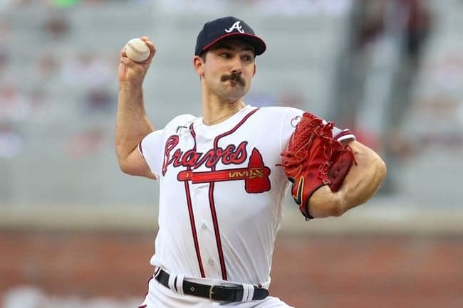 Jun 26, 2023; Atlanta, Georgia, USA; Atlanta Braves starting pitcher Spencer Strider (99) throws against the Minnesota Twins in the first inning at Truist Park. Mandatory Credit: Brett Davis-USA TODAY Sports