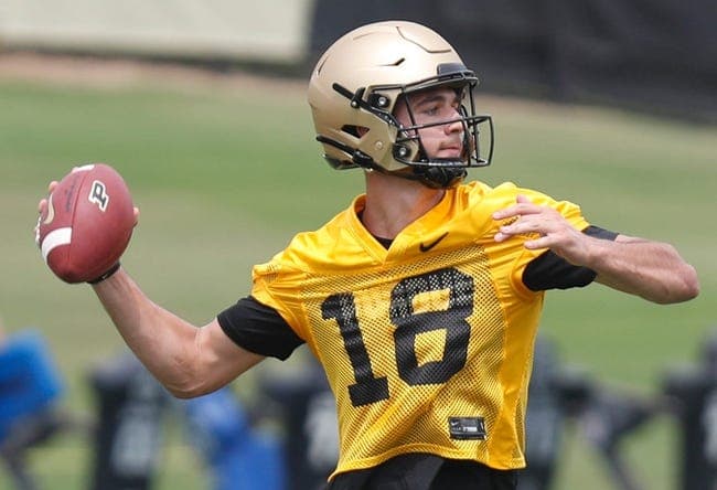 Purdue Boilermakers quarterback Brady Allen (18) throws the ball during a practice, Tuesday, Aug. 2, 2022, at Purdue University in West Lafayette, Ind.
Purduefootball080222 Am9841