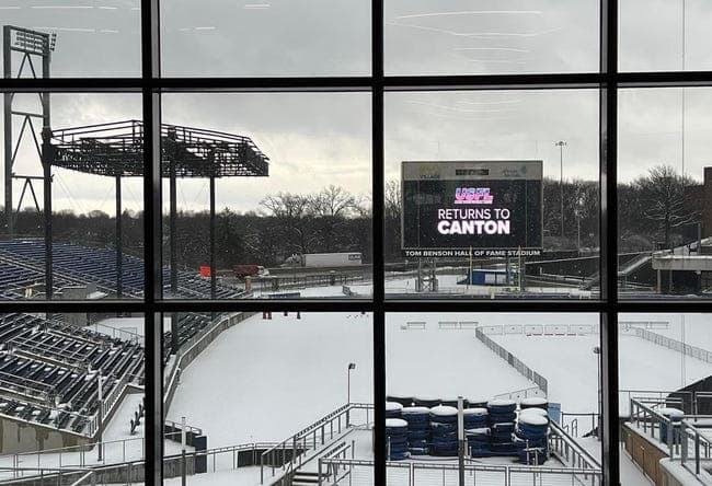 The USFL announced Wednesday that it will be playing the league championship again at Tom Benson Hall of Fame Stadium at the Hall of Fame Village in Canton. The Pittsburgh and New Jersey franchises also will play home games at Tom Benson.
Usfl New