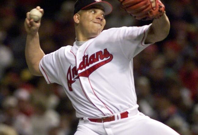 10/9/98 -- Cleveland Indians pitcher Bartolo Colon pitches in the 2nd inning during game three of the American League Championship Series at Jacobs Field in Cleveland. ORG XMIT: ALCS COLON 613
Xxx Alcs Bba S Bba Usa Oh