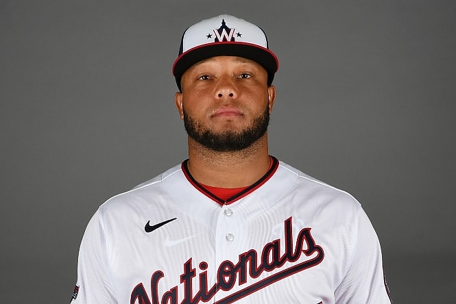 Nationals' Welington Castillo posing Spring Training