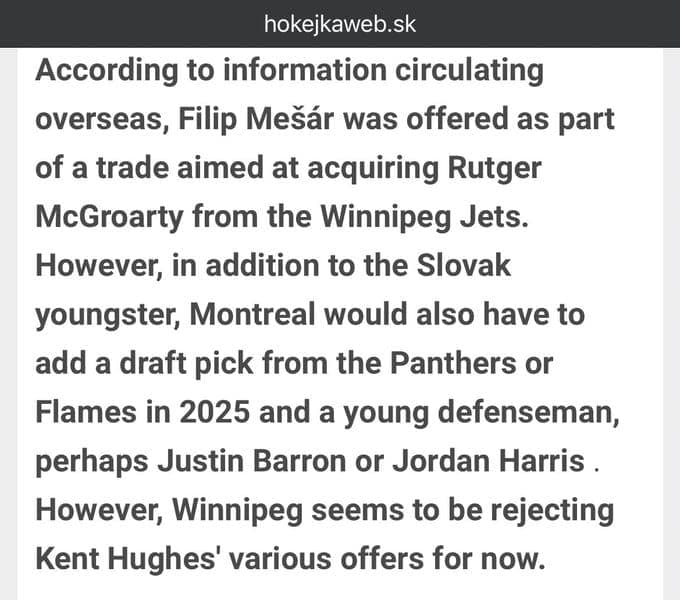 montreal canadiens rumour mesar