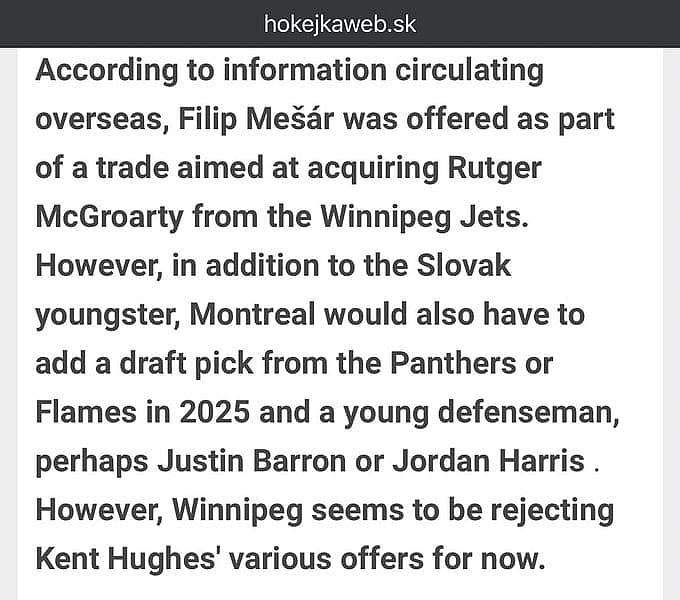 montreal canadiens rumour mesar