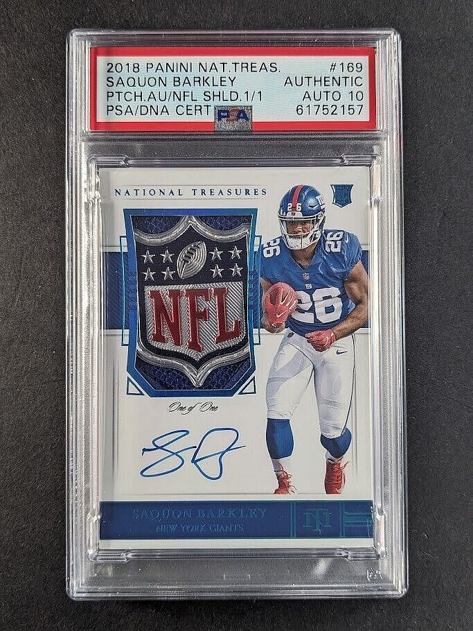 2018 Panini National Treasures Rookie Shield Auto 1/1 Saquon Barkley