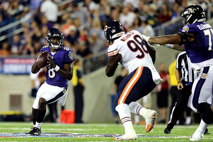 Lamar Jackson during the Hall of Fame Game