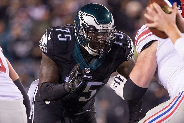 Oct 19, 2015; Philadelphia, PA, USA; Philadelphia Eagles defensive end Vinny Curry (75) in a game against the New York Giants at Lincoln Financial Field. The Eagles won 27-7. Mandatory Credit: Bill Streicher-USA TODAY Sports