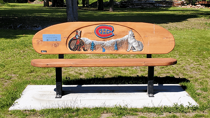 montreal canadiens park bench 