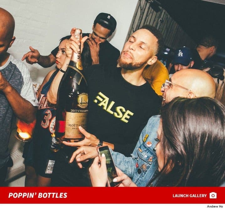 Stephen Curry and the Warriors partied it up big time following their NBA title Monday night. 