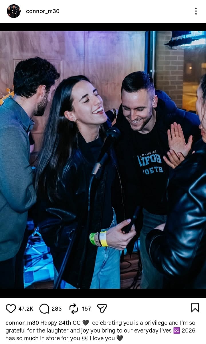 Connor McCaffery's Instagram birthday post to Caitlin Clark.