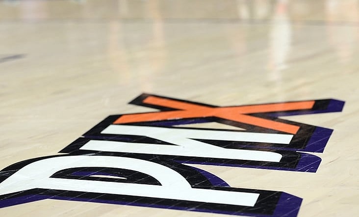 Oct 13, 2021; Phoenix, Arizona, USA; A view of court art during the second half of game two of the 2021 WNBA Finals between the Phoenix Mercury and the Chicago Sky at Footprint Center. Mandatory Credit: Joe Camporeale-USA TODAY Sports