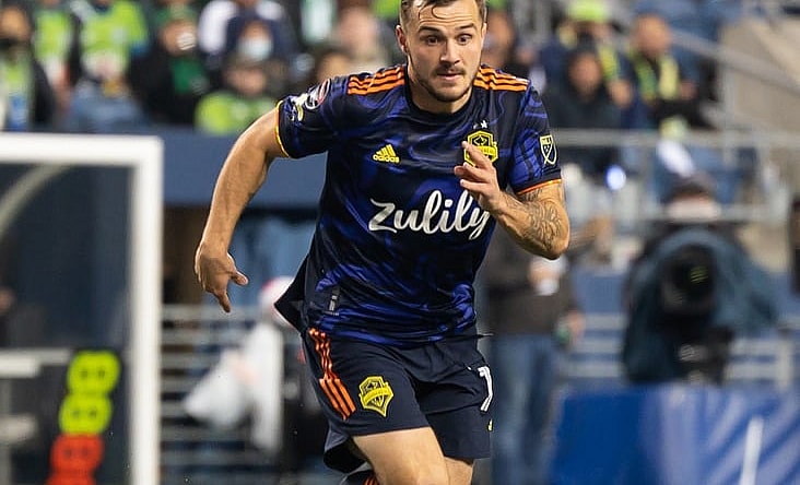 Mar 8, 2022; Seattle, Washington, USA; Seattle Sounders forward Jordan Morris (13) during the game against Club Leon at Lumen Field. Seattle defeated Leon 3-0. Mandatory Credit: Steven Bisig-USA TODAY Sports