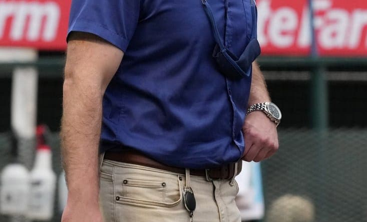 Sep 2, 2022; Anaheim, California, USA; Houston Astros assistant general manager Pete Putila during the game against the Los Angeles Angels at Angel Stadium. Mandatory Credit: Kirby Lee-USA TODAY Sports