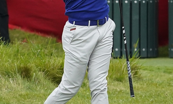 Sep 21, 2021; Kohler, Wisconsin, USA; Rory McIlroy hits his tee shot on the 10th hole during practice rounds for the 43rd Ryder Cup golf competition at Whistling Straits. Mandatory Credit: Michael Madrid-USA TODAY Sports