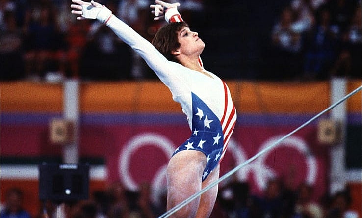 Action shot of Mary Lou Retton  competing in 1984 Olympics.

Xxx Howard S Oly
