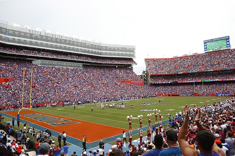 Sep 18, 2021; Gainesville, Florida, USA; A general view of Steve Spurrier- Florida Field during the second half against the Alabama Crimson Tide at Ben Hill Griffin Stadium. Mandatory Credit: Kim Klement-USA TODAY Sports
