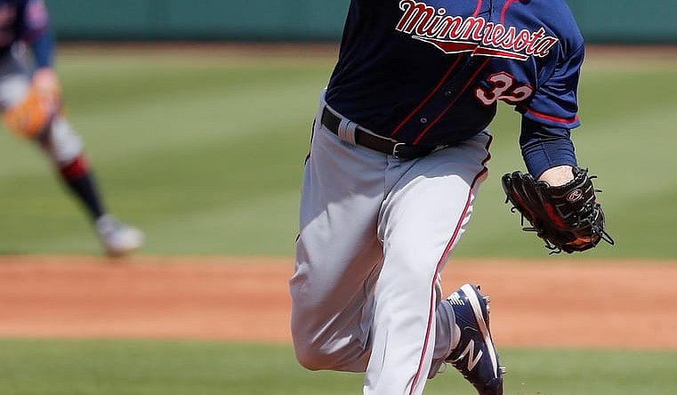 Mar 5, 2021; North Port, Florida, USA;  Minnesota Twins pitcher Matt Shoemaker (32) pitches in the first inning during spring training at CoolToday Park. Mandatory Credit: Nathan Ray Seebeck-USA TODAY Sports