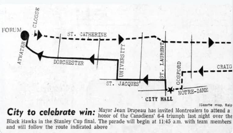 montreal canadiens parade route