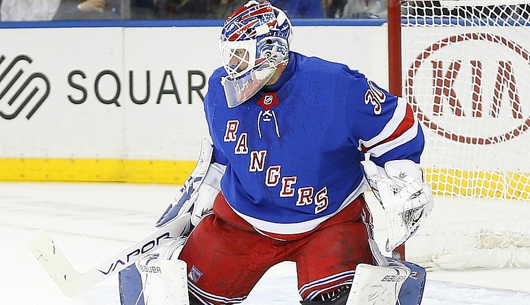 Rangers goalie Henrik Lundqvist in a game against the Dallas Stars.