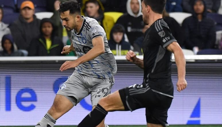 Mar 11, 2023; Nashville, Tennessee, USA; CF Montreal midfielder Mathieu Choiniere (29) in action against Nashville SC at Geodis Park. Mandatory Credit: Christopher Hanewinckel-USA TODAY Sports