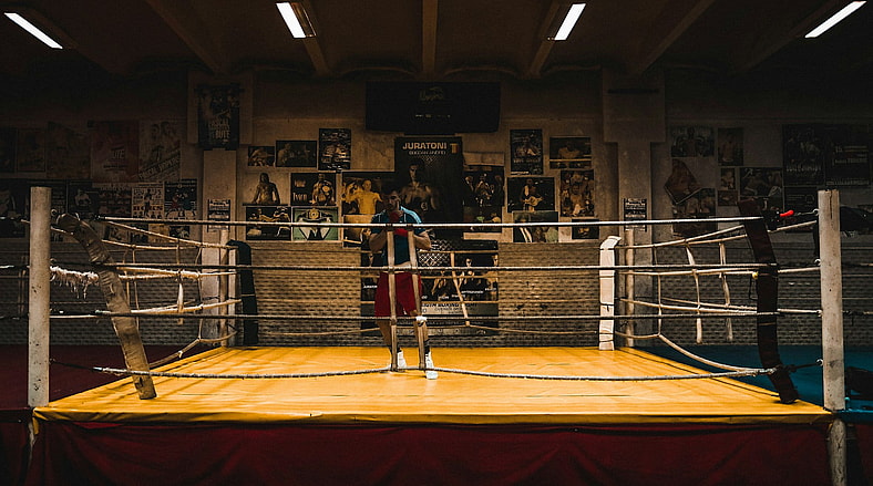 man standing in boxing ring