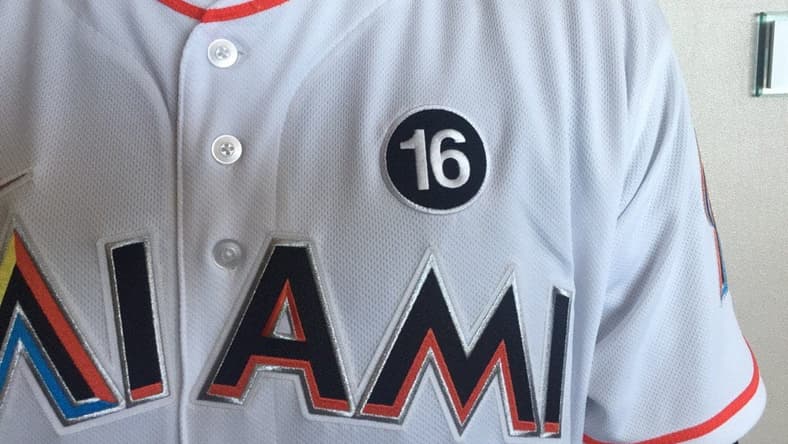 Jose Fernandez uniform number 16 Miami Marlins